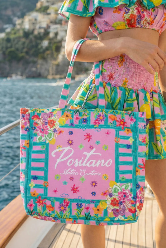 Geantă Shopper „Positano Fiori” – Antica Sartoria