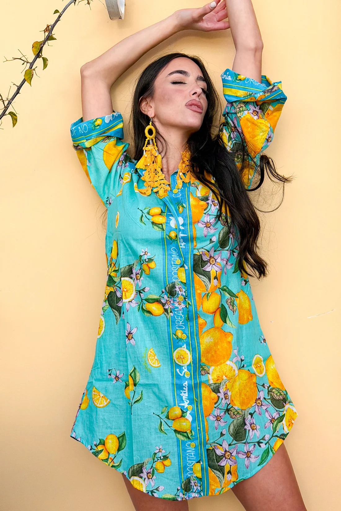 Rochie Amalfi Limoni 🍋💙 – 100% Bumbac | Antica Sartoria