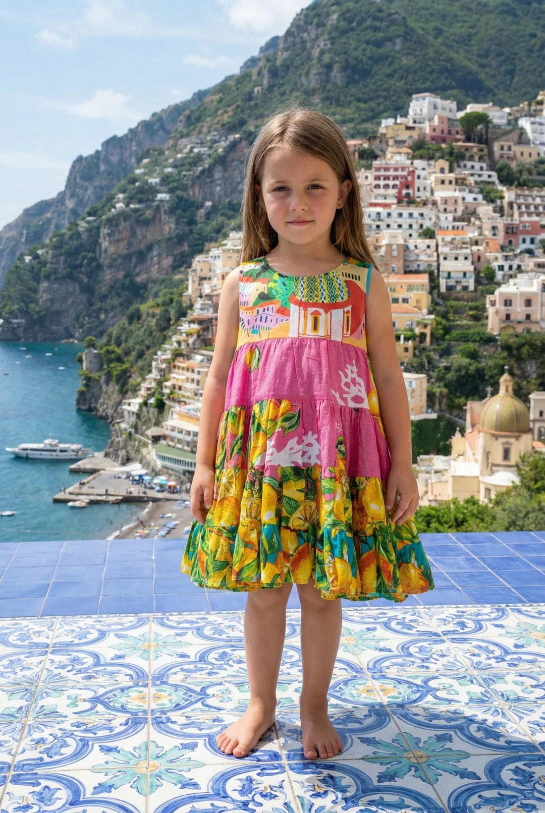 Rochiță „Positano Limoni” pentru Fetițe – Antica Sartoria